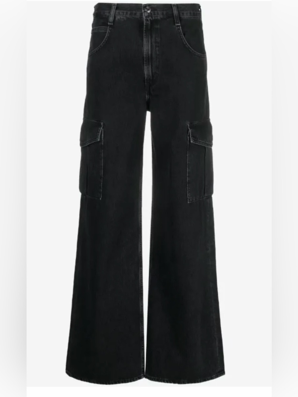 Agolde Minka Wide-Leg Cargo Jeans in washed black